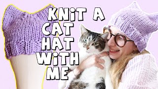 Knit a cat hat with me