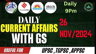 26 November 2024 daily current affairs with GS| Hindu Indian express pib