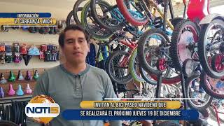 Invitan al bici paseo navideño, que se realizará el próximo jueves 19 de diciembre.