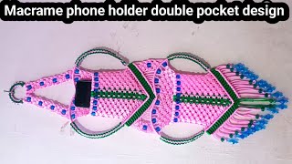 How to make macrame mobile holder ( Heart shape & double pocket) macrame Heart shape mobile holder