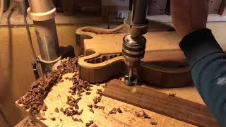 Hollowing out a chambered semi-hollow body Guitar. Timelapse