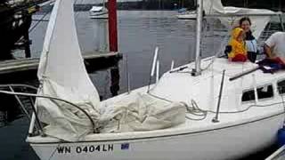 Catalina 22 sailboat in port in Port Angeles Washington