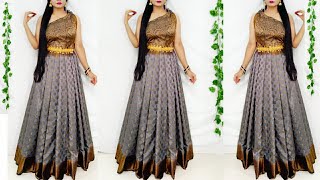 Saree convert into dress no cutting, no stuching/Saree wearing new style/Saree draping