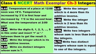 Class 6 Math Ch-3 Q 63 to Q 70 Math NCERT Exemplar Solution|MATH|NCERT|Integers|CBSE|Chapter 3|NCERT