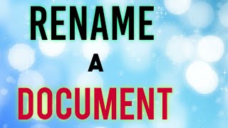 Document Scanner: How to Rename a document?