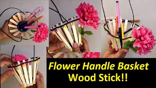 Flower Basket make at home with ice cream stick , how to make | Mr Gactack