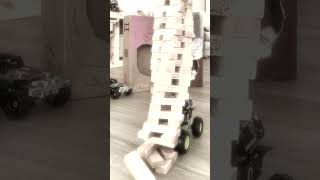 Grave Digger Destroys Jenga Tower #lego #jenga #monstertruck #legotechnic #monsterjam