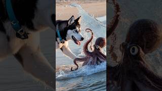 Husky Dog vs Sneaky Octopus #shorts