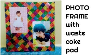 #Photo frame with waste cake pad|Photo frame |Best out of waste