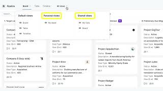 DealRoom Pipeline Overview: Deal Card Functionality