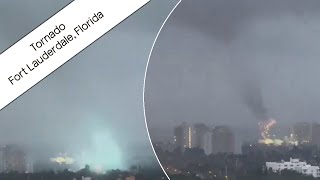 Tornado w/Power Flashes & Debris - Ft Lauderdale Beach, Florida