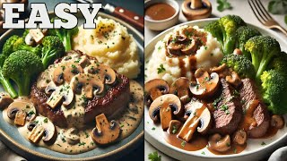 Easy & Delicious Steak with Creamy Mushroom Sauce ! Step by Step Guide!