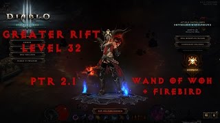 Diablo 3 RoS Wizard Greater Rift Level 32 Wand of Woh + Firebird Set PTR 2.1