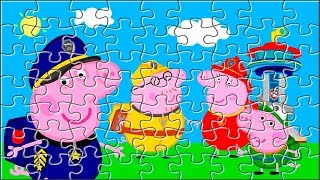 Puzzle de la Familia de Peppa Pig disfrazados de la Patrulla Canina