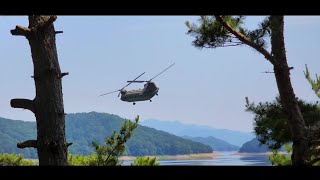 Aircraft patrolling over a beautiful valley lake #koreatourism #indianinkorea #visitkorea #lake