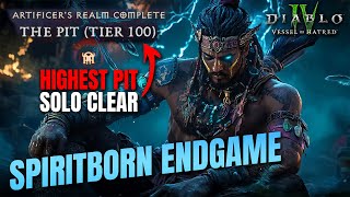 HIGHEST PIT 100 Solo Clear in Vessel of Hatred - Spiritborn Build Overview Diablo 4