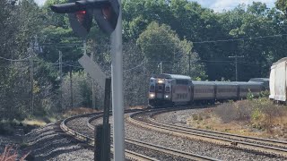 North Station bound Commuter Rail train crossing at Sandy Pond Road.