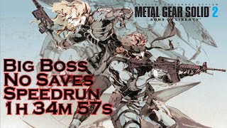 MGS2 | Big Boss Rank | NO Saves Speedrun in 1h 34m 57s (No Loading Trick)