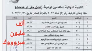 النتيجة النهائية للمتقدمين لوظيفة (عامل حفر او خدمات) طبقا لاعلان التوظيف رقم (3) الصادر في 29-11