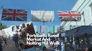 Portobello Road Market Walk from Notting Hill Gate in West London