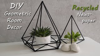 DIY Geometric Room Decor from Recycled Newspaper