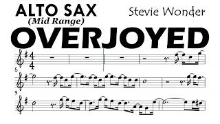 OVERJOYED Alto Sax Mid Range Sheet Music Backing Track Partitura Stevie Wonder