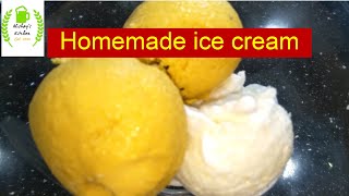 Homemade ice cream ( mango and coconut flavour)