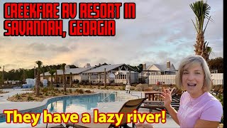 CreekFire RV resort in Savannah Georgia review | They have a lazy river!