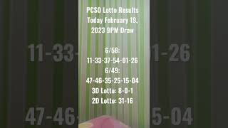 PCSO Lotto Results Today February 19, 2023 9PM Draw