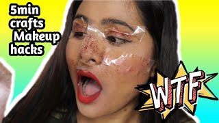 Testing Out Viral *Makeup* Hacks by 5 MINUTE CRAFTS || *Expectation VS Reality* | RIA