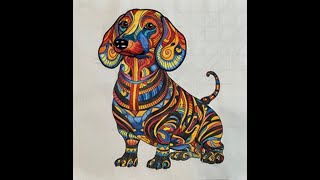 Full Doodled Doxie Coloring Tutorial -