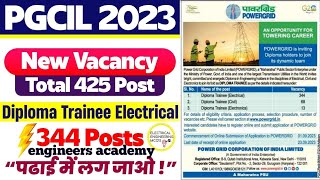 PGCIL Diploma Trainee Electrical Recruitment 2023 | 344 Post PGCIL junior Engineers New Notification