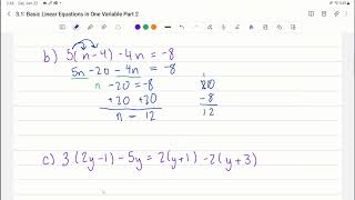 3 1 Basic Linear Equations in One Variable Part 2