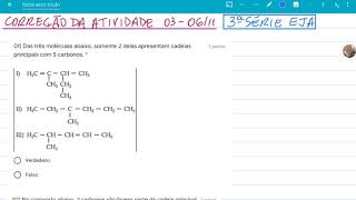 Correção  de exercícios sobre cadeia principal