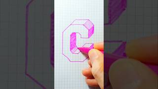 Dibujo letra C en 3D. #videoshorts #drawing #art #dibujo #letras #b #abecedario #shorts #tips #c