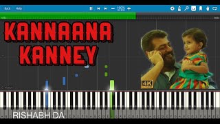 Kannaana Kanney Piano Tutorial (with MIDI/Sheet) | Viswasam | Kollywood | Sid Sriram | Rishabh DA