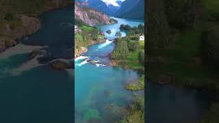 Lovatnet Lake, Norway. Vista Aérea Del Lago Lovatnet En Norway. #shorts