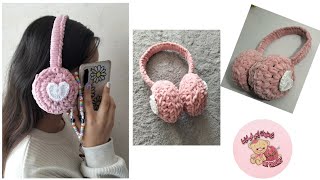 بالكروشيه طريقه عمل غطاء اذن او سماعه How to crochet cute earmuffs / cache oreille