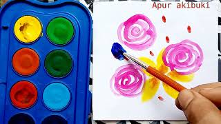 Quick and easy flower drawing | satisfying floral pattern drawing with water colour | #Creativeart