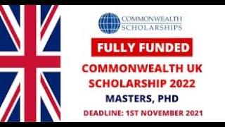 Commonwealth UK Scholarship 2022 | Fully Funded