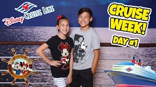 ALL ABOARD THE DISNEY MAGIC!!! Room Tour & Sail Away Party! CRUISE WEEK - Day 1