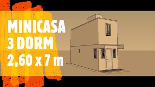 MINI CASA 3 QUARTOS 7 x 2,60 m (TINY HOUSE 3 BEDROOMS)