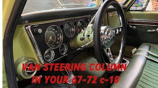 CHEVY VAN STEERING COLUMN IN A C10 ! #c10 #shortbed #loweredtruck #chevy