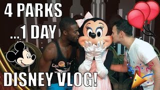 Gay Couple Disney World Challenge: 4 Parks, 1 Day! VLOG