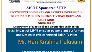 Impact of MPPT on solar power plant performance and Design of grid connected Solar PV Plant