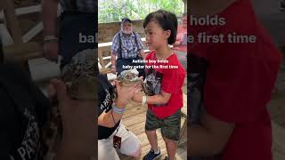 Autistic Boy Holds Alligator for First Time #shorts