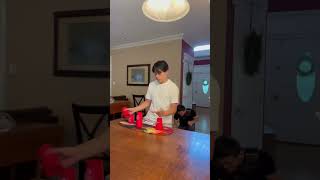 Crazy trick line 🤯 #crazy #challenge #shortsvideo #trickshots ##cupstacking