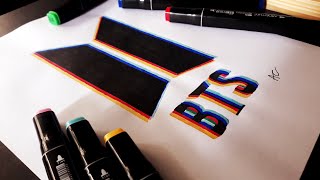 BTS💜💜How to Draw BTS Logo (GLITCH EFFECT)