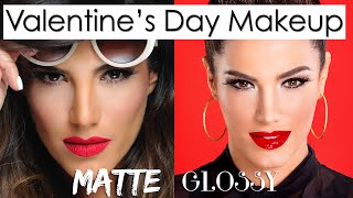 VALENTINE'S DAY MAKEUP | MATTE VS GLOSSY