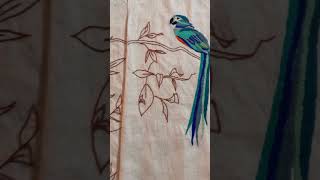 Hand embroidery bird #handembroidery #bird #handwork #handwork #dressdesign s